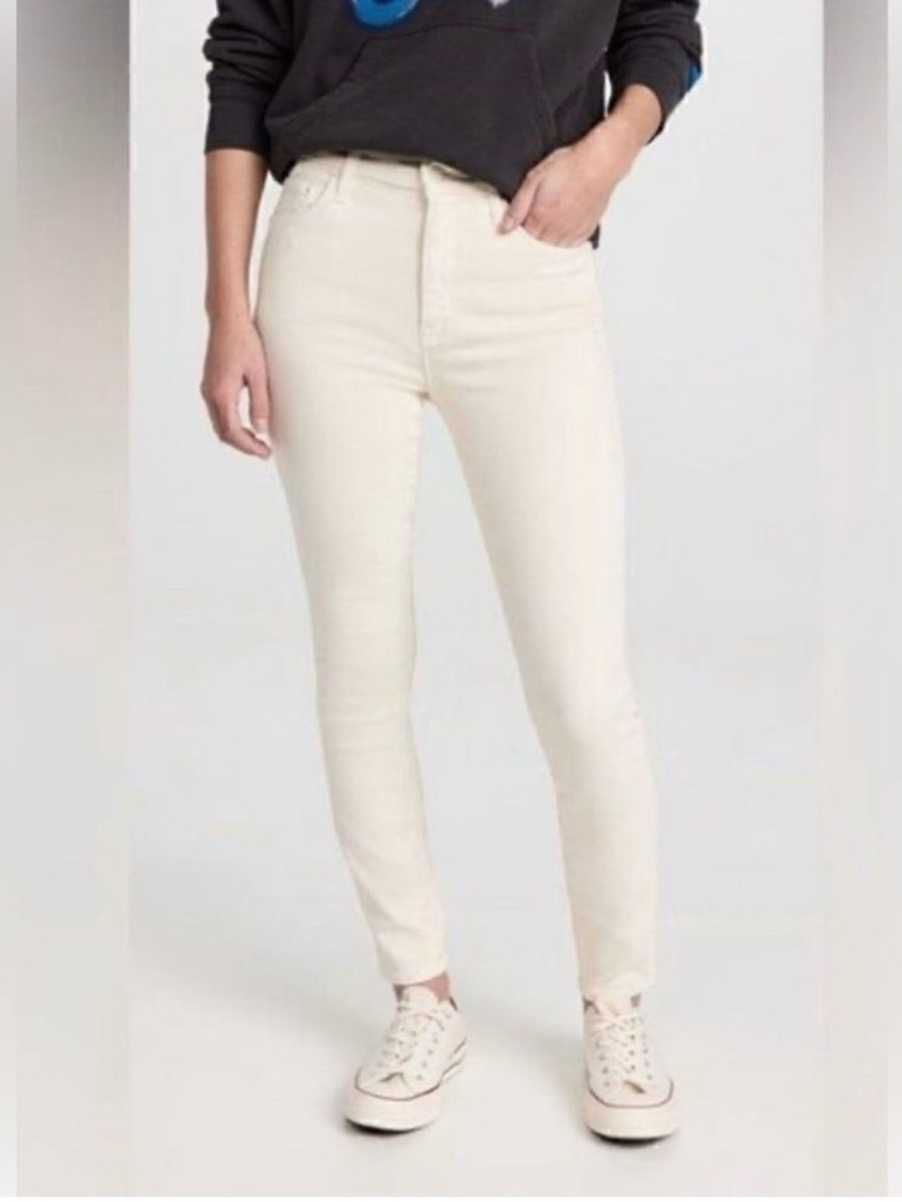 NEW Mother Women’s High-Rise Looker Ankle - Second Chance (cream)